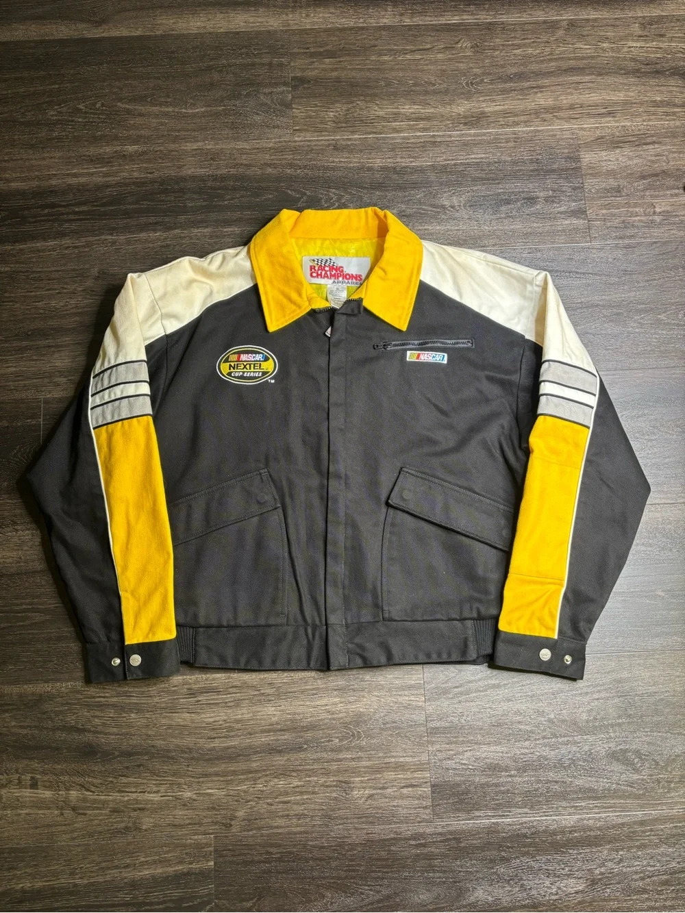 Vintage 90s Nextel Cup Series Jacket Mens XL Black Nascar Embroidered Cotton